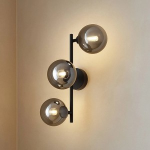 Lindby Wandleuchte Wandlampe Innen Orbelia 10041692 Modern in Schwarz aus Glas 3-flammig G9 Wohnzimmerleuchte