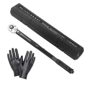 STAHLWERK Drehmomentschlüssel TW-210 ST (28-210 Nm, 1/2 Zoll) mit Koffer und Handschuhen. Präzises Werkzeug.