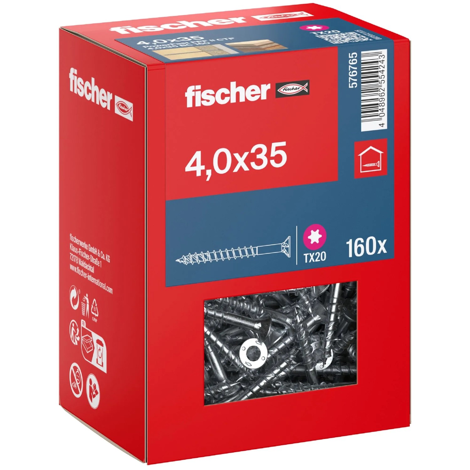 Fischer Schraube PowerFast II Senkkopf TX Teilgewinde Ø 4 x 35 mm 160 Stk