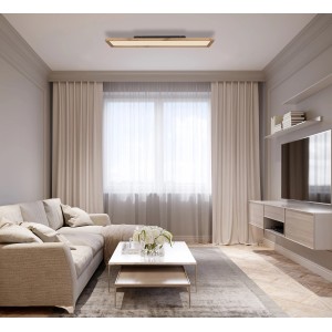 Moderne LED-Deckenleuchte Cinderella, weiß matt mit Holzrahmen, 80x20 cm, für stimmungsvolle Beleuchtung.