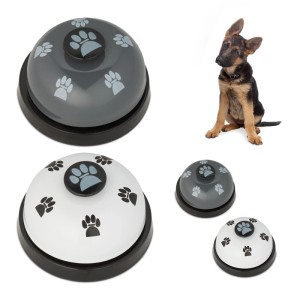Relaxdays Haustier Trainingsglocke 4er Set Kunststoff Eisen Mehrfarbig für Hunde und Katzen 4,5 cm x 7 cm
