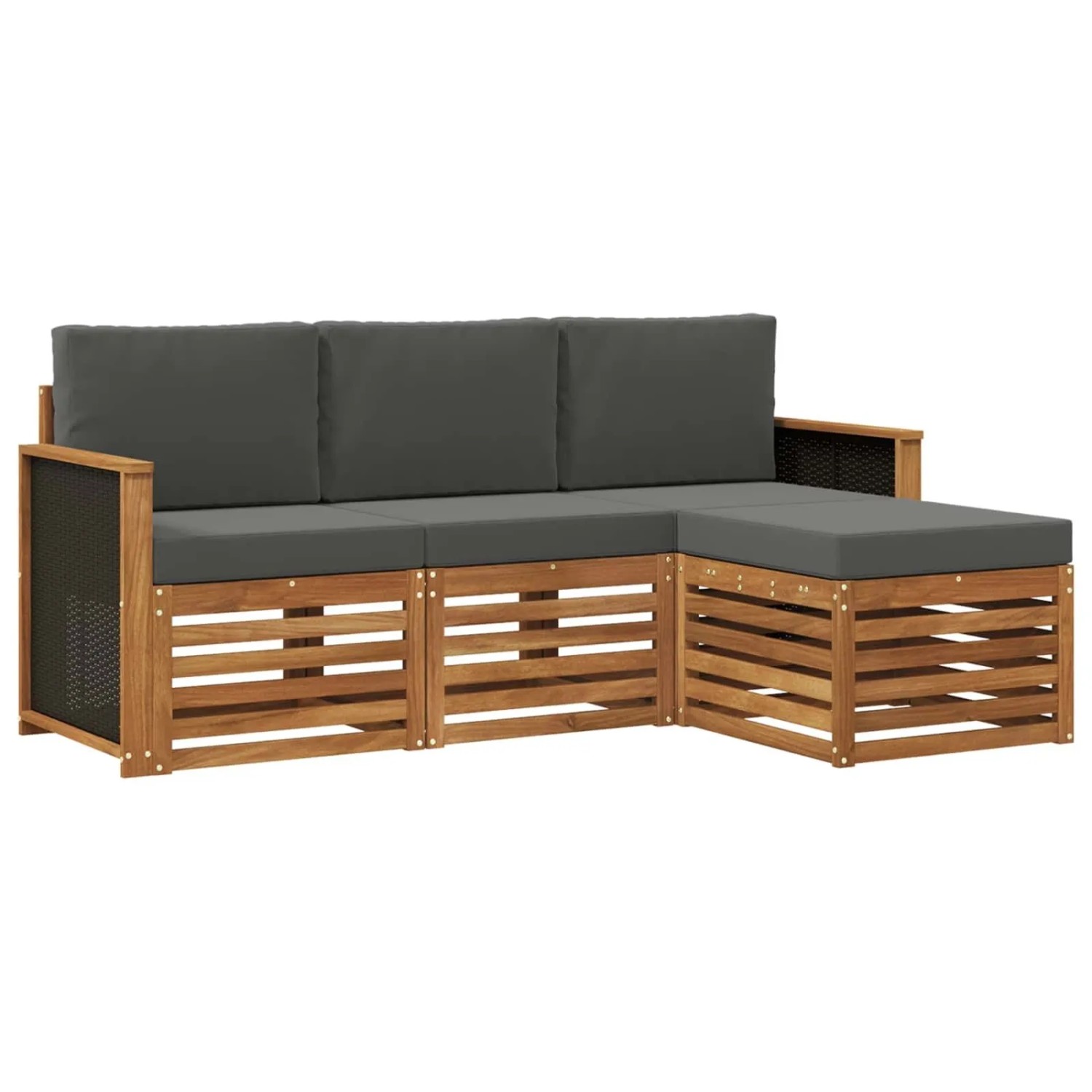 vidaXL Outdoor-Sofagarnitur mit Kissen 4 Stk Natur und Anthrazit 3384193