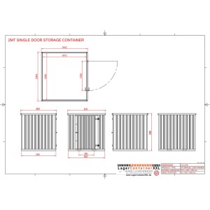 LagercontainerXXL 2m Lagercontainer mit Einflügeltür & Doppelverriegelung Voll Verzinkt 2,14x2,02x2,09
