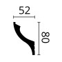 Schnittbild der Schöner Wohnen Decken- und Lichtleiste Modern 2, 52x80mm, zur Veranschaulichung der Maße.