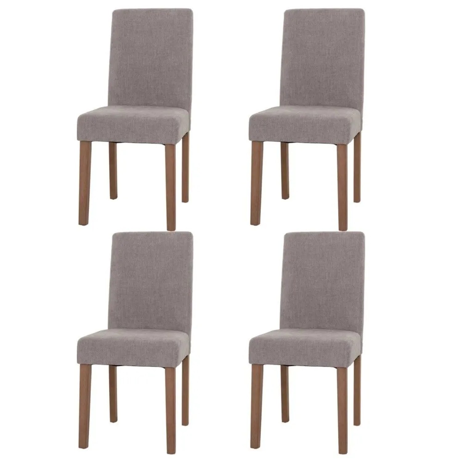 MCW Esszimmerstuhl Littau Chenille 4er-Set Hellgrau Naturfarbene Beine