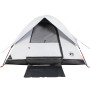 Weißes Furnicato Kuppelzelt für 2 Personen mit offenem Eingang und dunklem Innenraum, ideal für Camping.