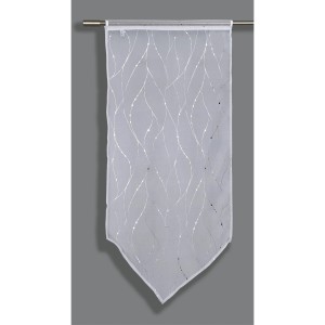 Weißer Voile Spitzpanneaux mit Silberdruck, 60x120 cm, für Fensterdekoration.