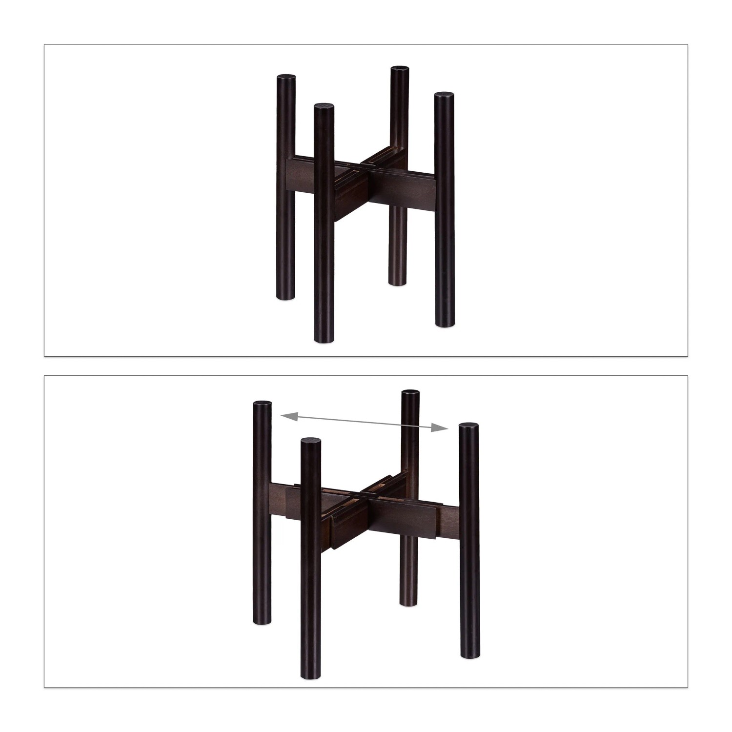 Relaxdays Blumenständer Bambus Braun Verstellbar 35,5 cm x ø 37,5 cm 1,11 kg