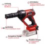 Rote Einhell Akku-Druckreinigerpistole Hypresso Power X-Change mit 4-fach Düse, kompakt für Reinigung & Bewässerung.