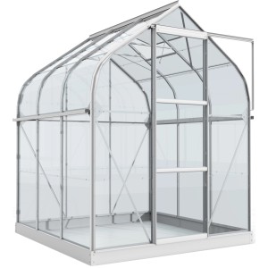 Vitavia Gewächshaus Orion 3800 aus Alu, 3,8 m² mit geöffneter Tür. Ideal für den Garten.
