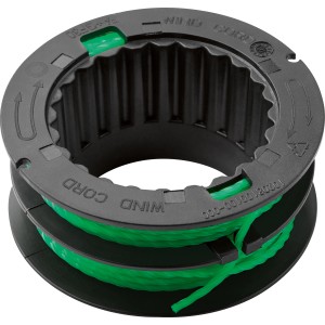 Ersatzspule für LUX Akku-Freischneider A-FS-2x20/35 mit grünem Trimmerfaden.