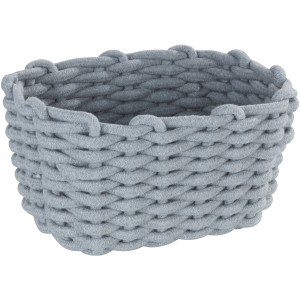 Wenko Aufbewahrungskorb Tia M, grau, aus gestrickter Baumwollschnur im Flecht-Design.