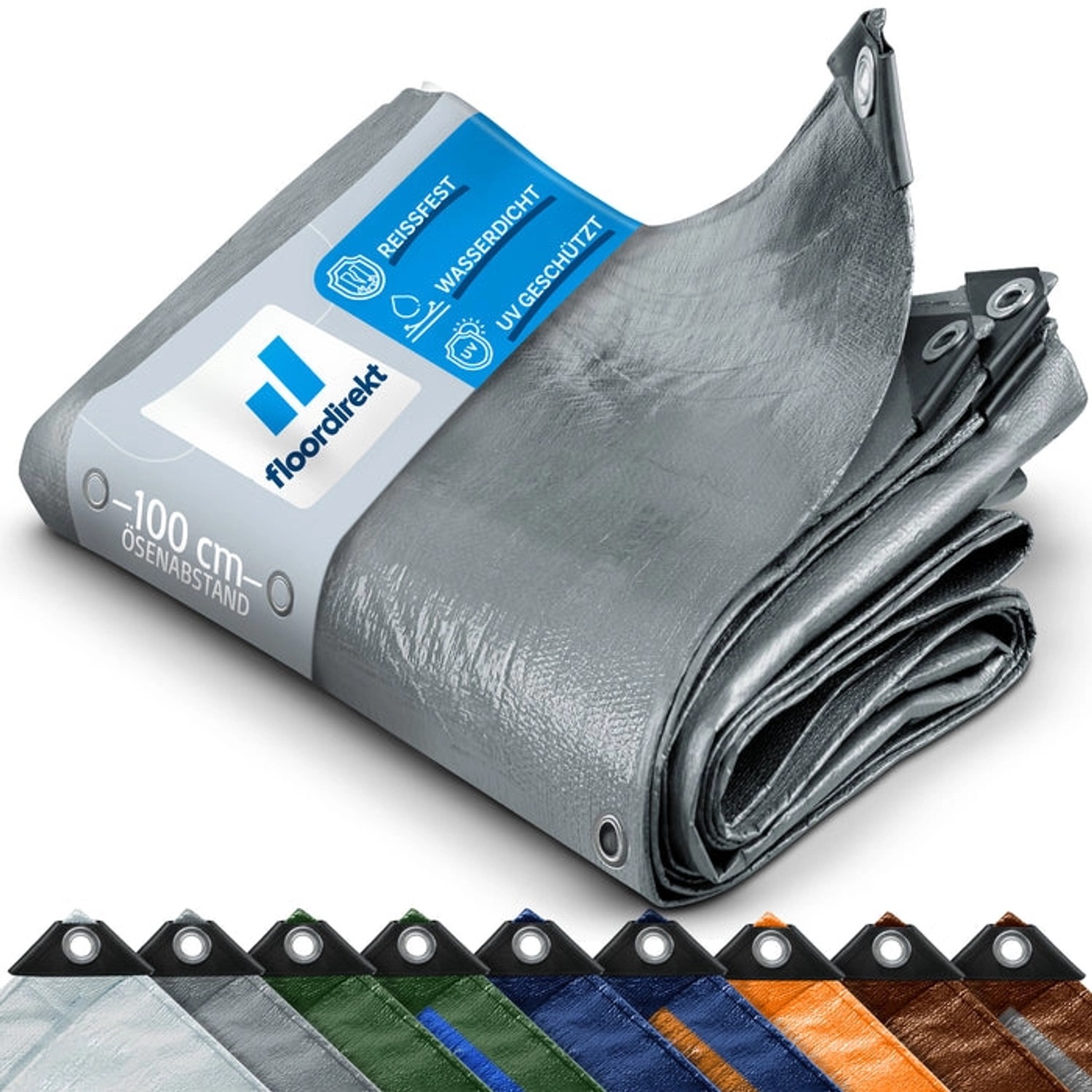 Silberne Karat Abdeckplane 1,5x6m, wasserdicht, mit Ösen. Schutzplane für Garten, Camping & mehr.
