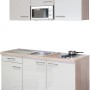 Flex-Well Singleküche Orlando, 150cm, Kaschmir/Sonoma Eiche, mit Kochfeld, Spüle und Mikrowelle.
