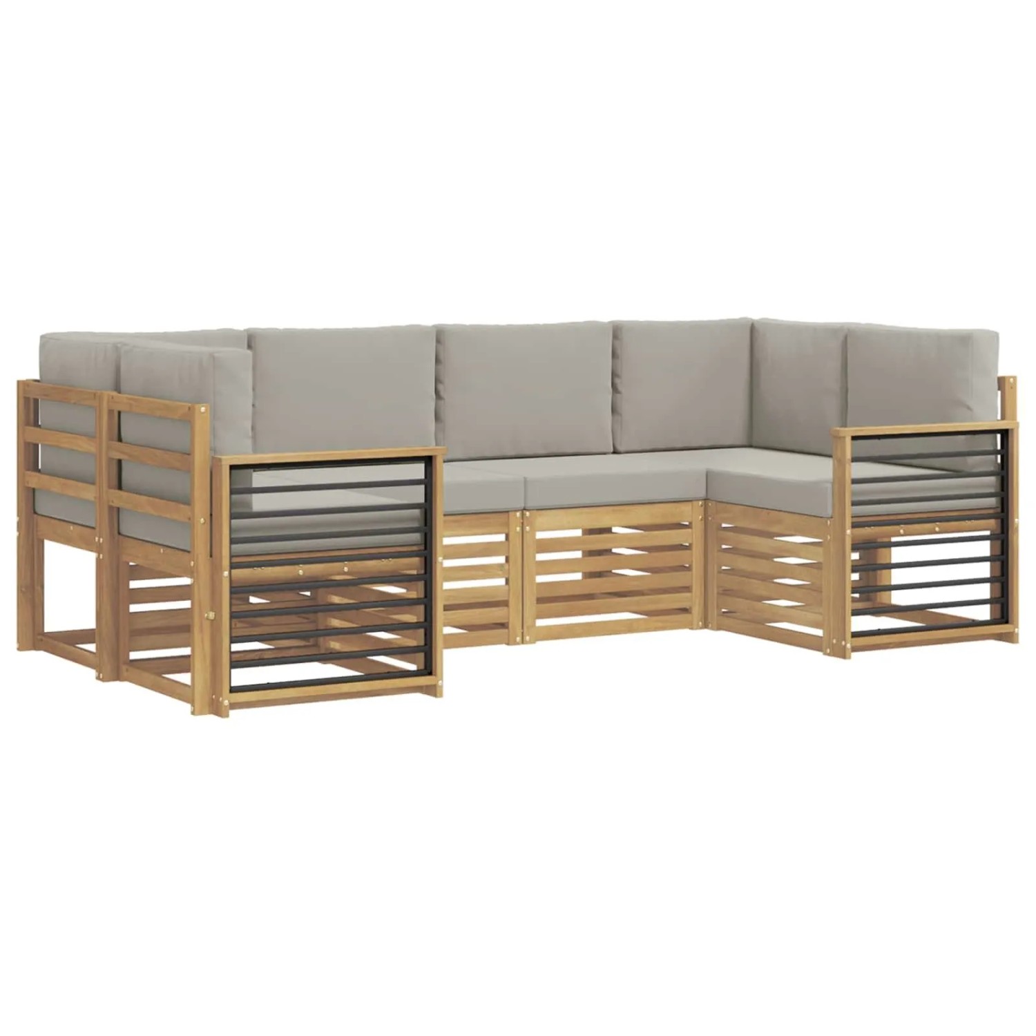 vidaXL Ecksofa Set 6 Stk Weiß und Hellgrau 245 x 128,5 x 73 cm 3392406