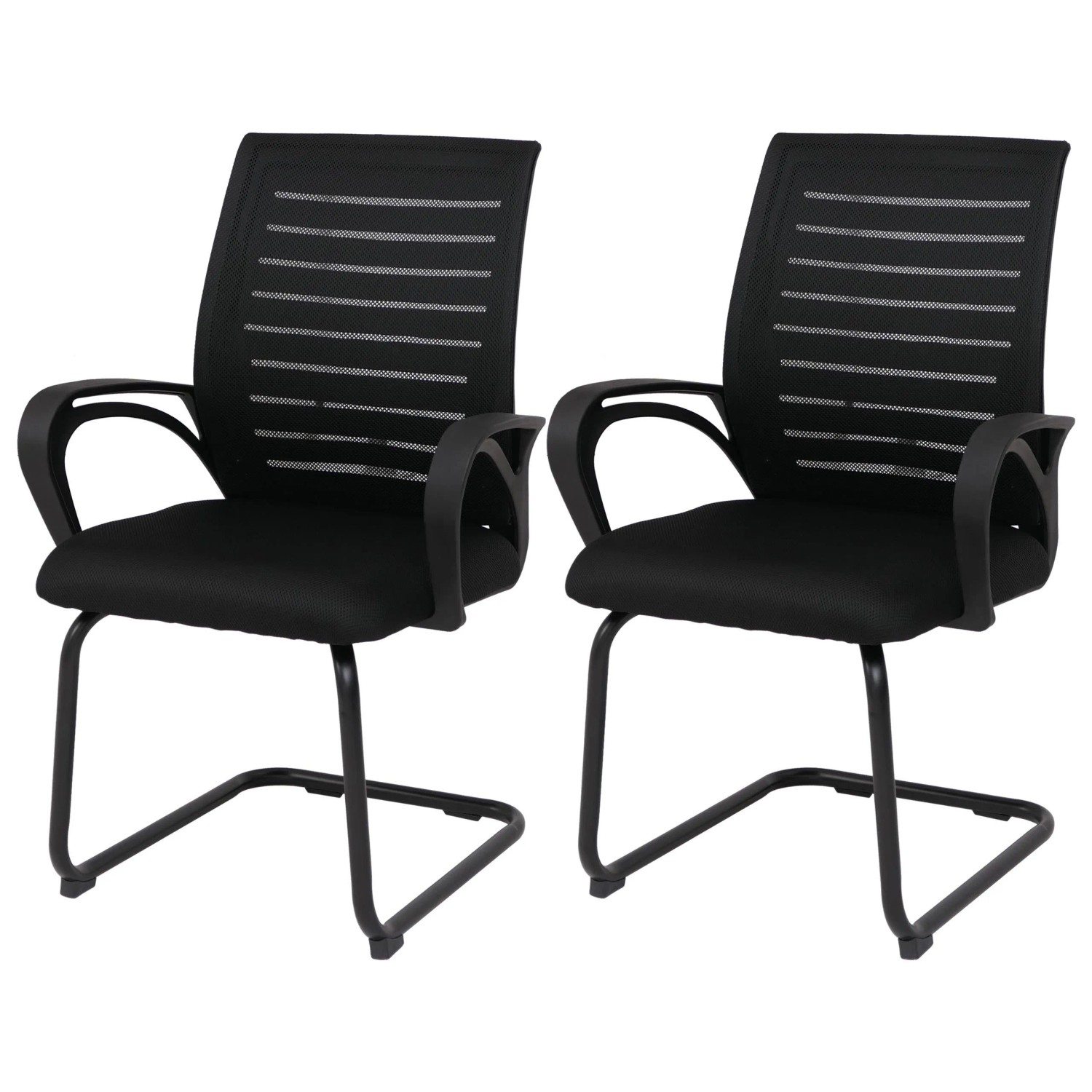 MCW 2er-Set Esszimmerstuhl K51 Stoff/Textil Schwarz Gestell Schwarz