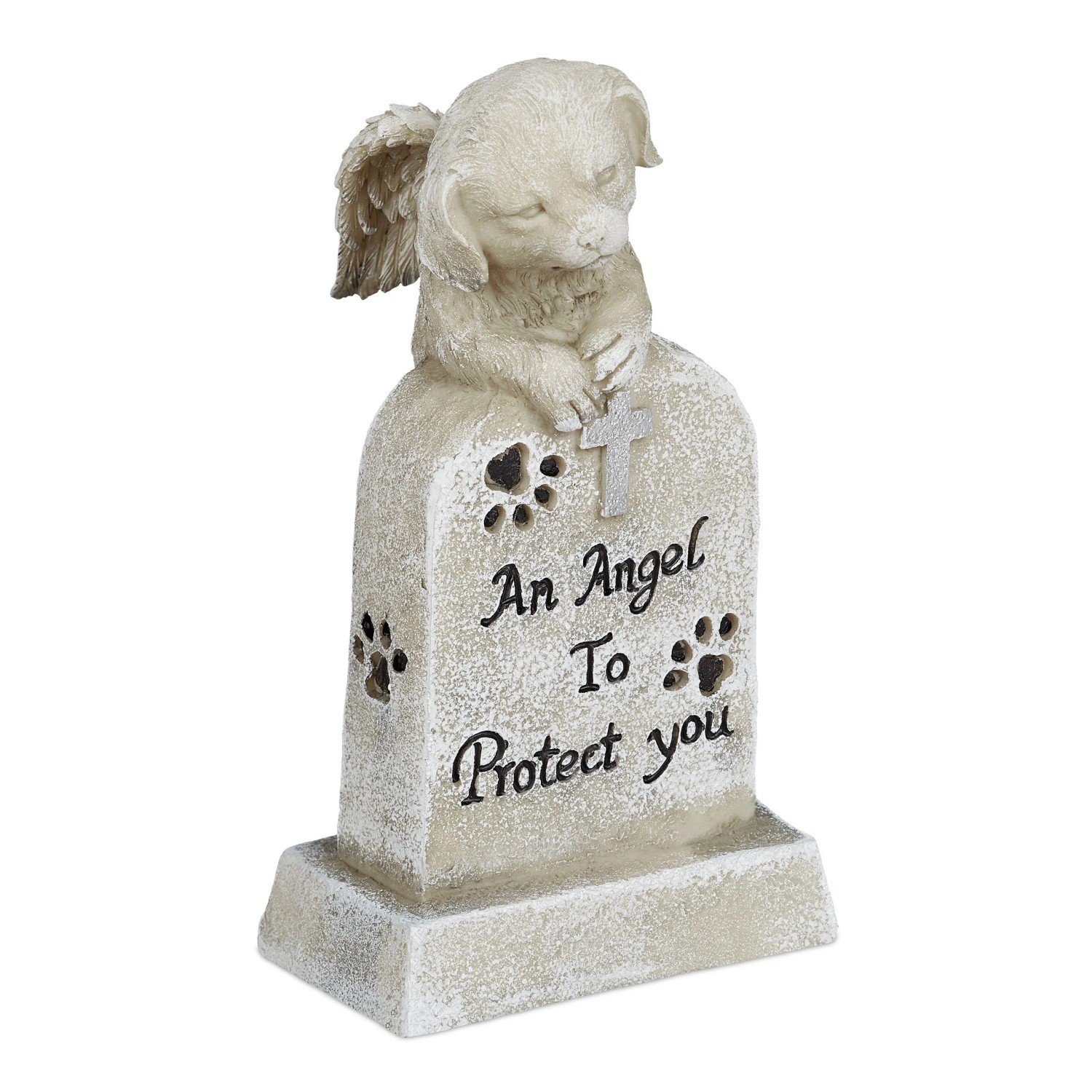 Relaxdays Grabschmuck für Hunde Polyresin Creme Wetterfest 20 x 10,5 x 10 cm