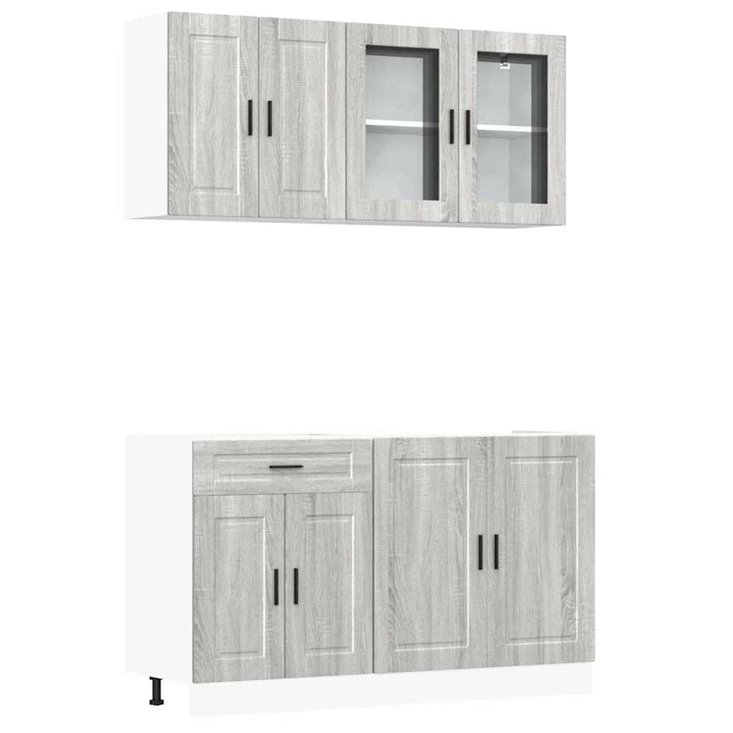 vidaXL 4-Tlg Küchenschrank-Set Porto Grau Sonoma Holzwerkstoff 3314877 günstig online kaufen
