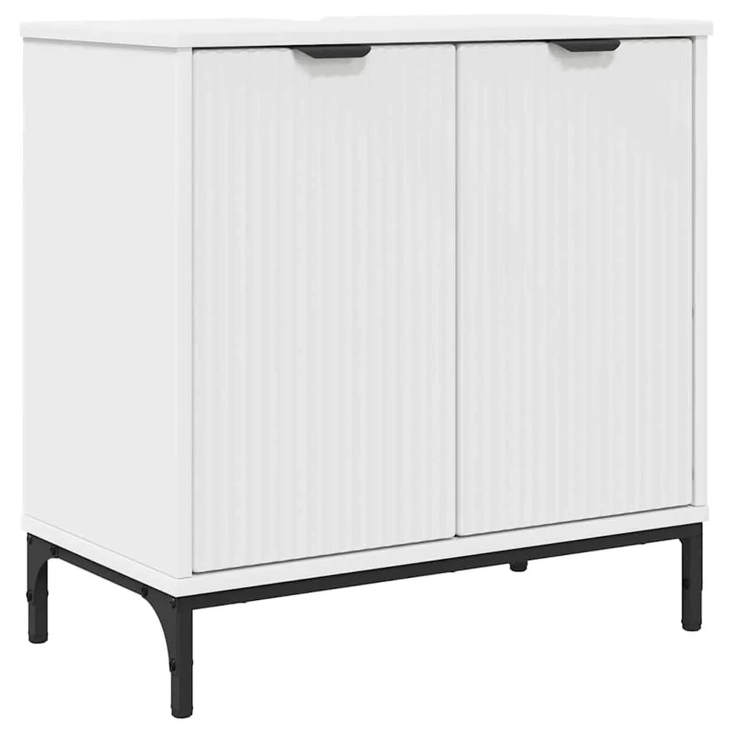 vidaXL Badezimmer Waschbecken Schrank mit Tür Weiß 60,5 x 33,5 x 61 cm 883414