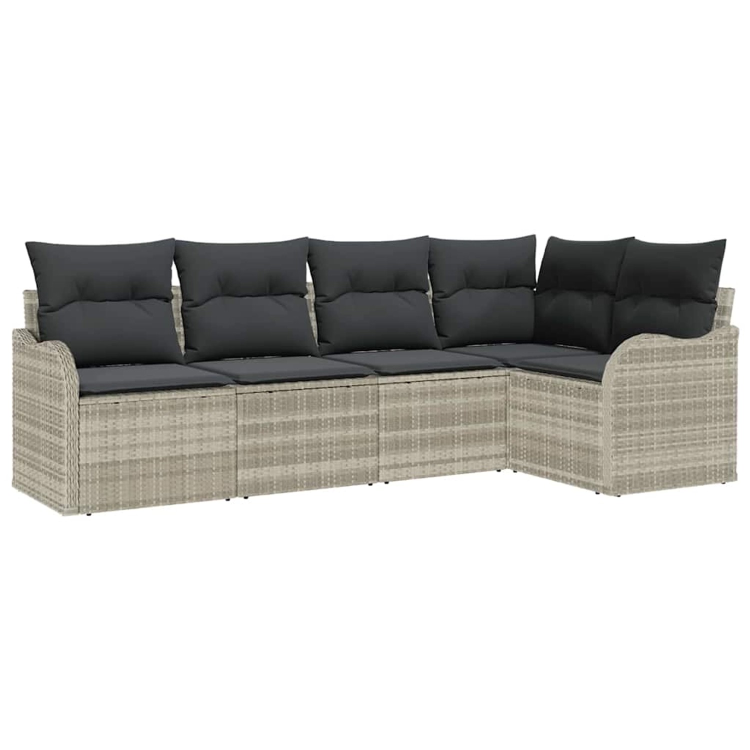 vidaXL Garten-Sofa-Set mit Kissen 5-Tlg Hellgrau Poly Rattan 3345702 günstig online kaufen