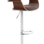 CLP Barhocker Kingston: brauner Stoff, Walnuss-Holzoptik, höhenverstellbar, drehbar, Chromgestell. Moderner Hocker.