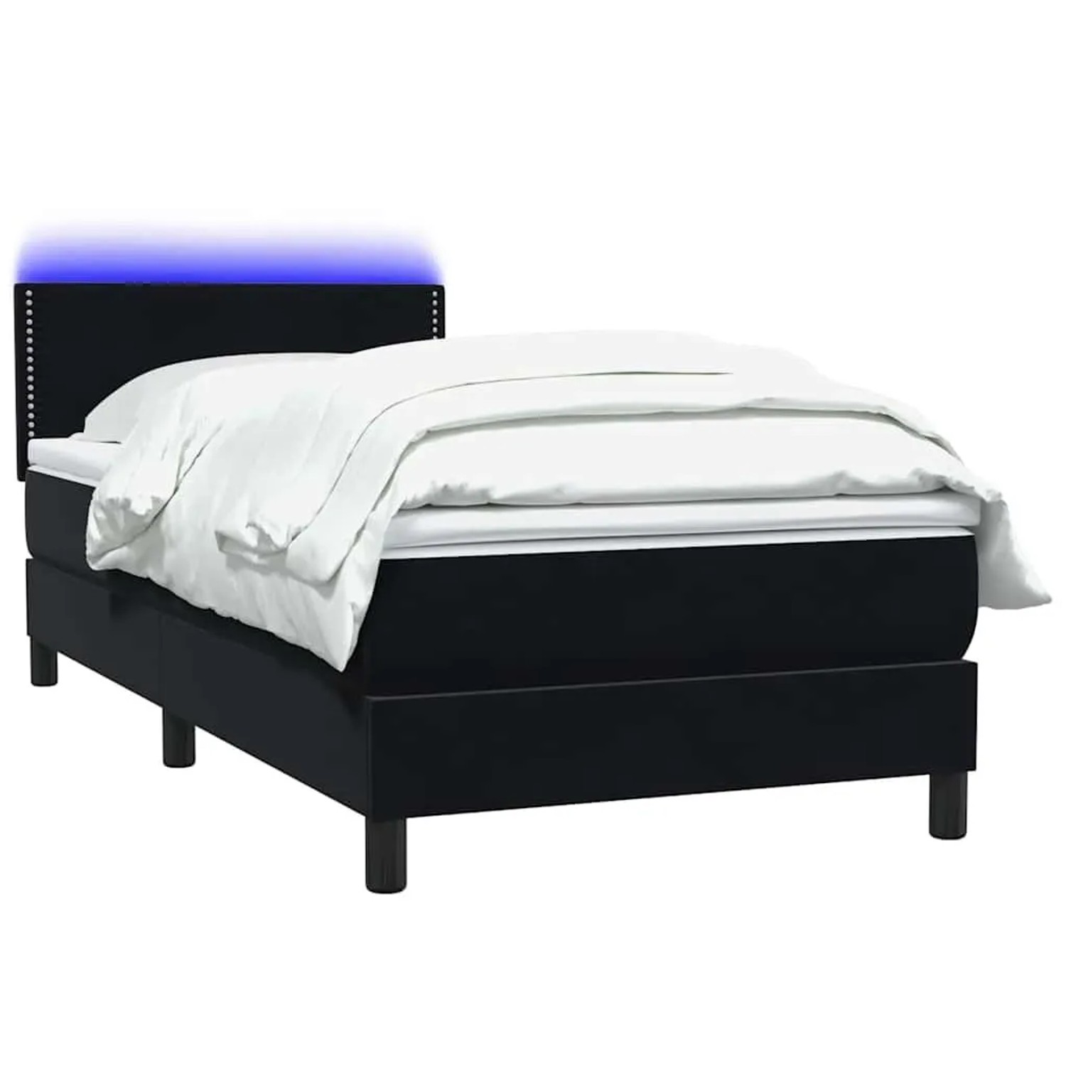 vidaXL Boxspringbett mit Matratze & LED Schwarz 90x220 cm Samt 3316817 günstig online kaufen