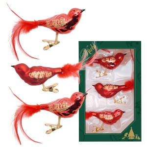 Krebs Glas Lauscha Baumschmuck Wintervögel Rot 9cm