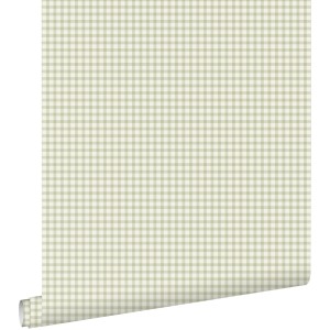 ESTAhome Tapete mit Karomuster in Grau-Grün, 50x900 cm, für dekorative Wandgestaltung.
