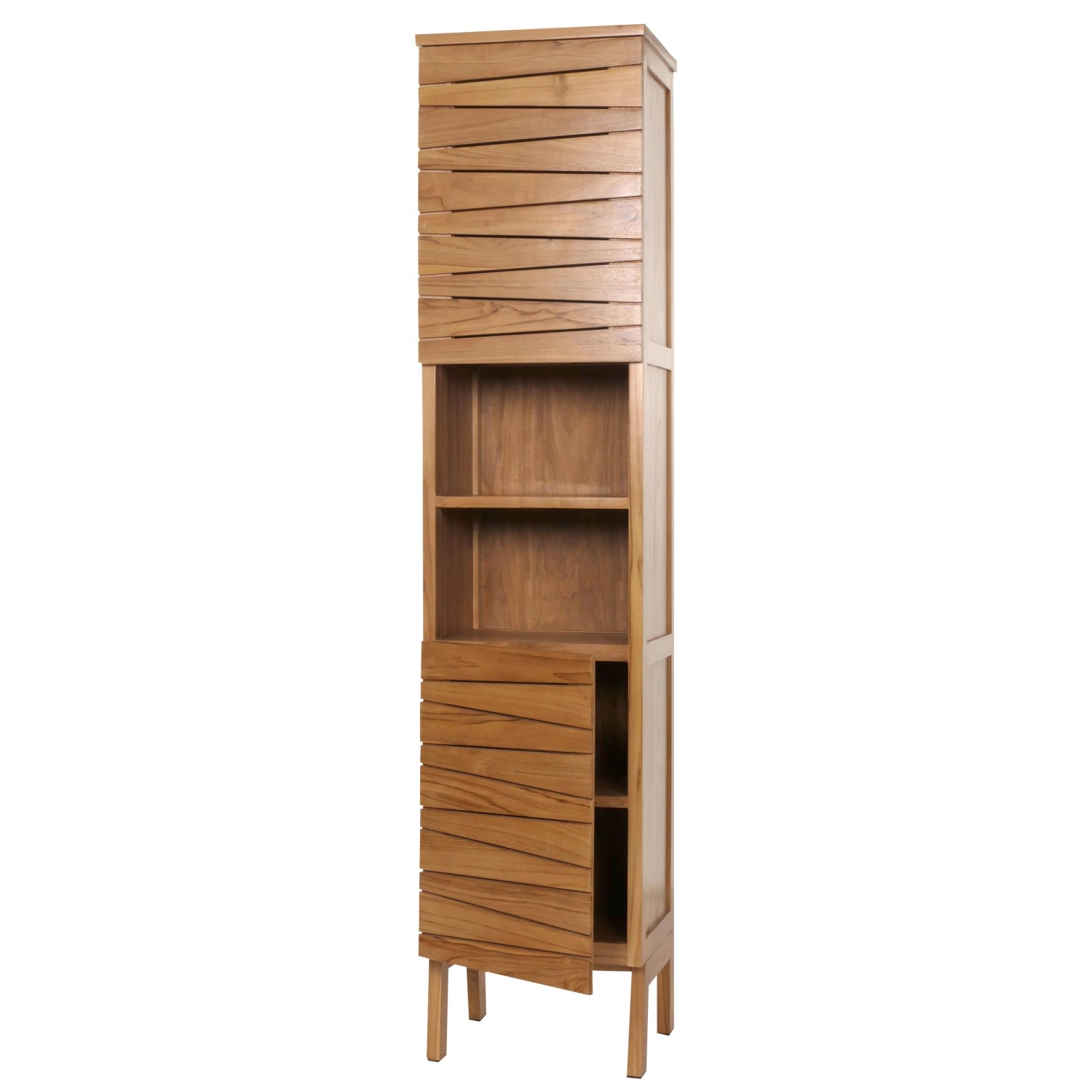 MCW Teak-Hochschrank M73 2 Türen 6 Fächer