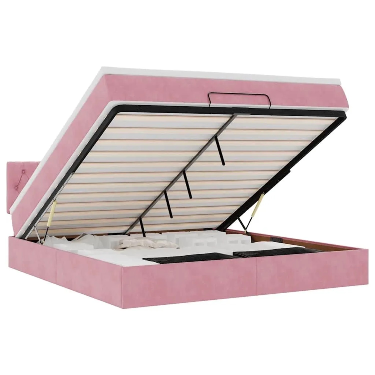 vidaXL Ottoman-Bett mit Matratze & LEDs Rosa 160x200 cm Samt 3312709