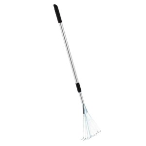 Galaflor Kleinfächerbesen mit Teleskopstiel, Stahlzinken, Alustiel, verstellbar von 83-124cm.