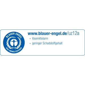 Blauer Engel Umweltzeichen für lösemittelarmen Heizkörperlack mit geringem Schadstoffgehalt.