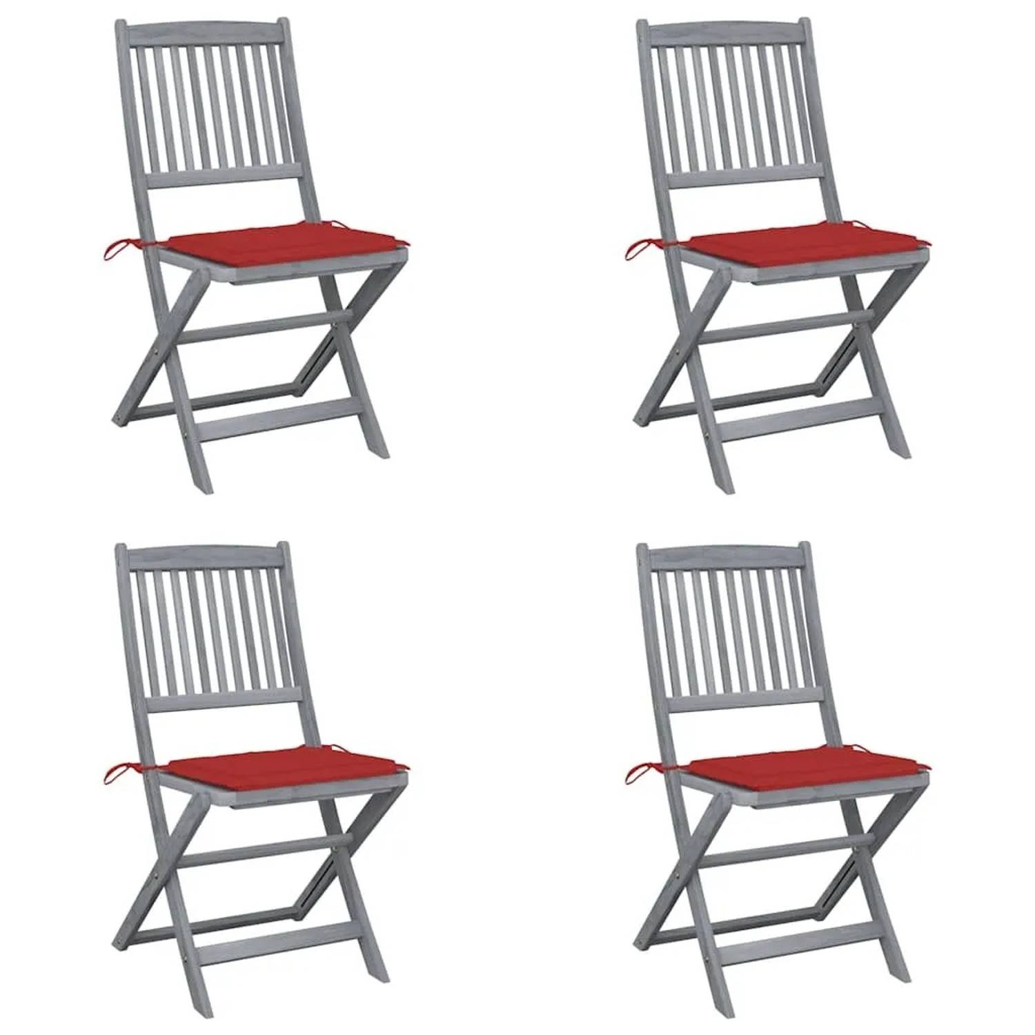 vidaXL Klappbare Gartenstühle 4 Stk mit Kissen Massivholz Akazie 3064569