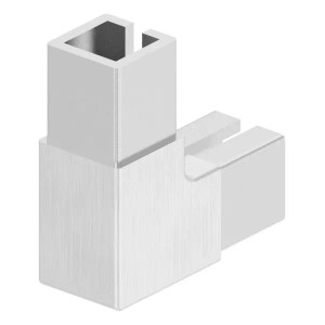 FeNau Eckverbinder Edelstahl V2A Für Klemmprofil 20x20x1,25 mm Geschliffen Korn 240