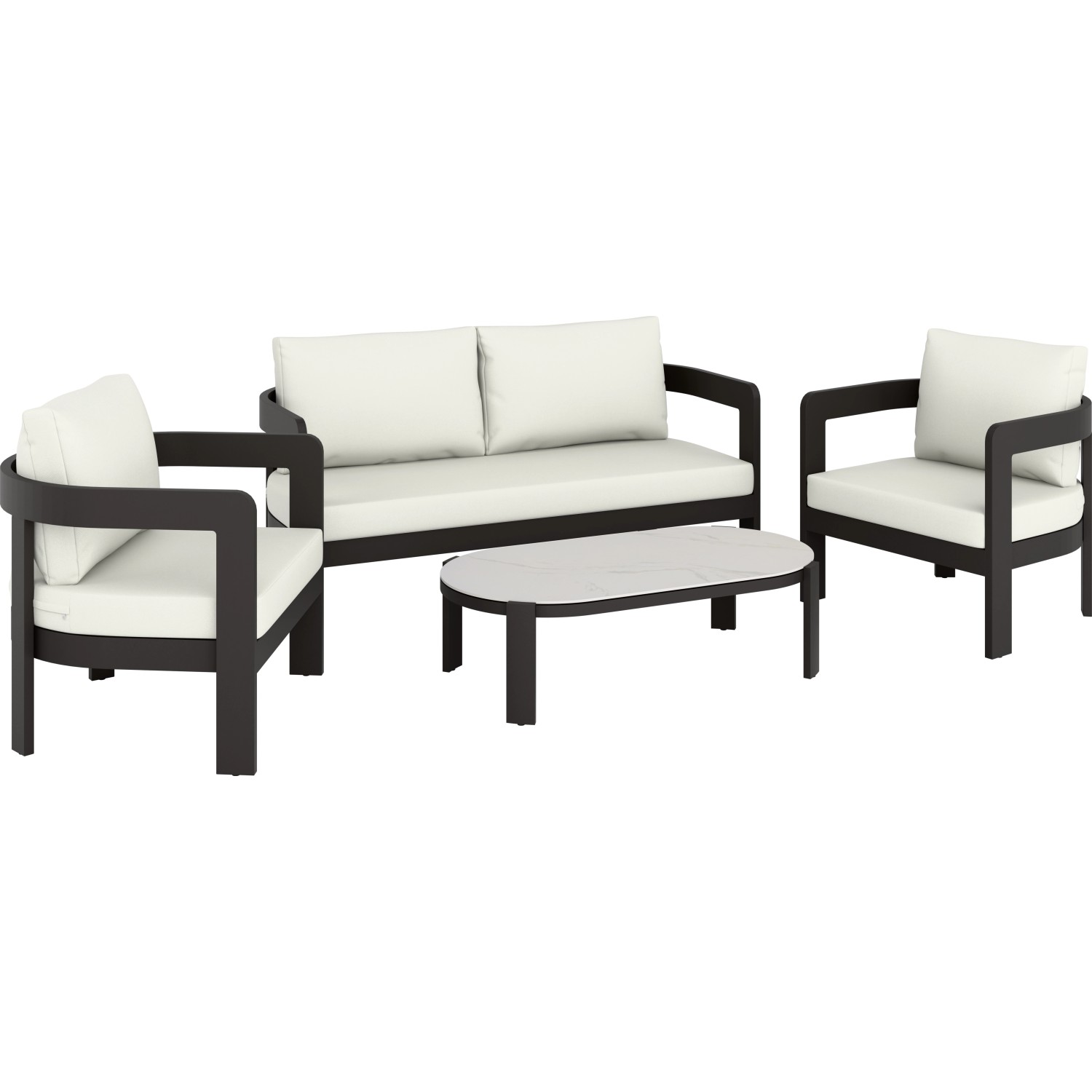 Lounge-Gruppe Sorreno 4-teilig Aluminium Anthrazit-Weiß