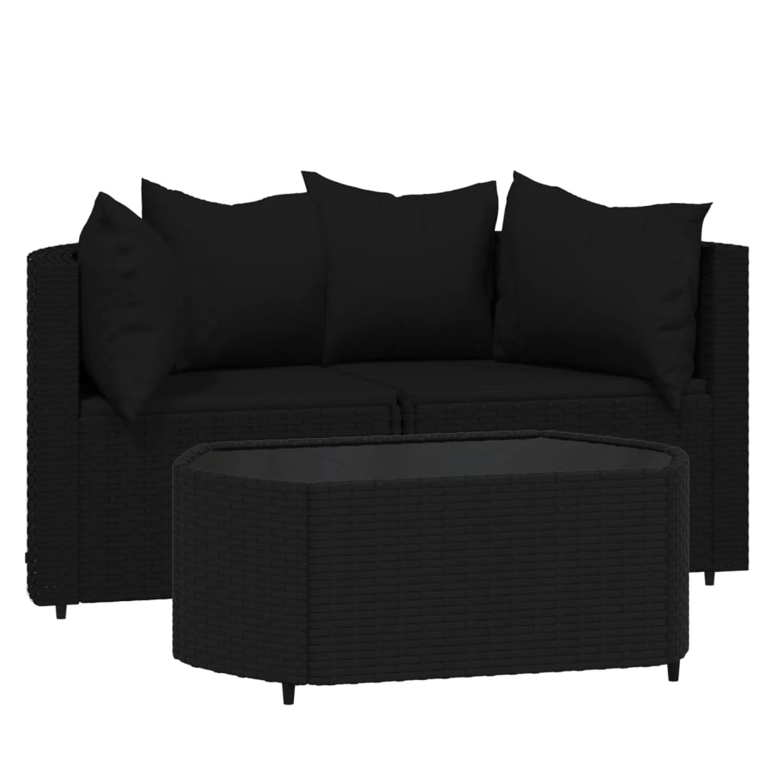 Vidaxl 3-tlg. Garten-lounge-set Mit Kissen Schwarz Poly Rattan günstig online kaufen