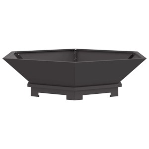 Schwarze vidaXL Feuerstelle aus Stahl, 100x100x28 cm, für Garten und Terrasse.