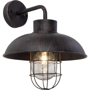 Vintage Außenwandleuchte Portland in Rostfarbe von Brilliant. Metall-Wandlampe im Industrie-Look.