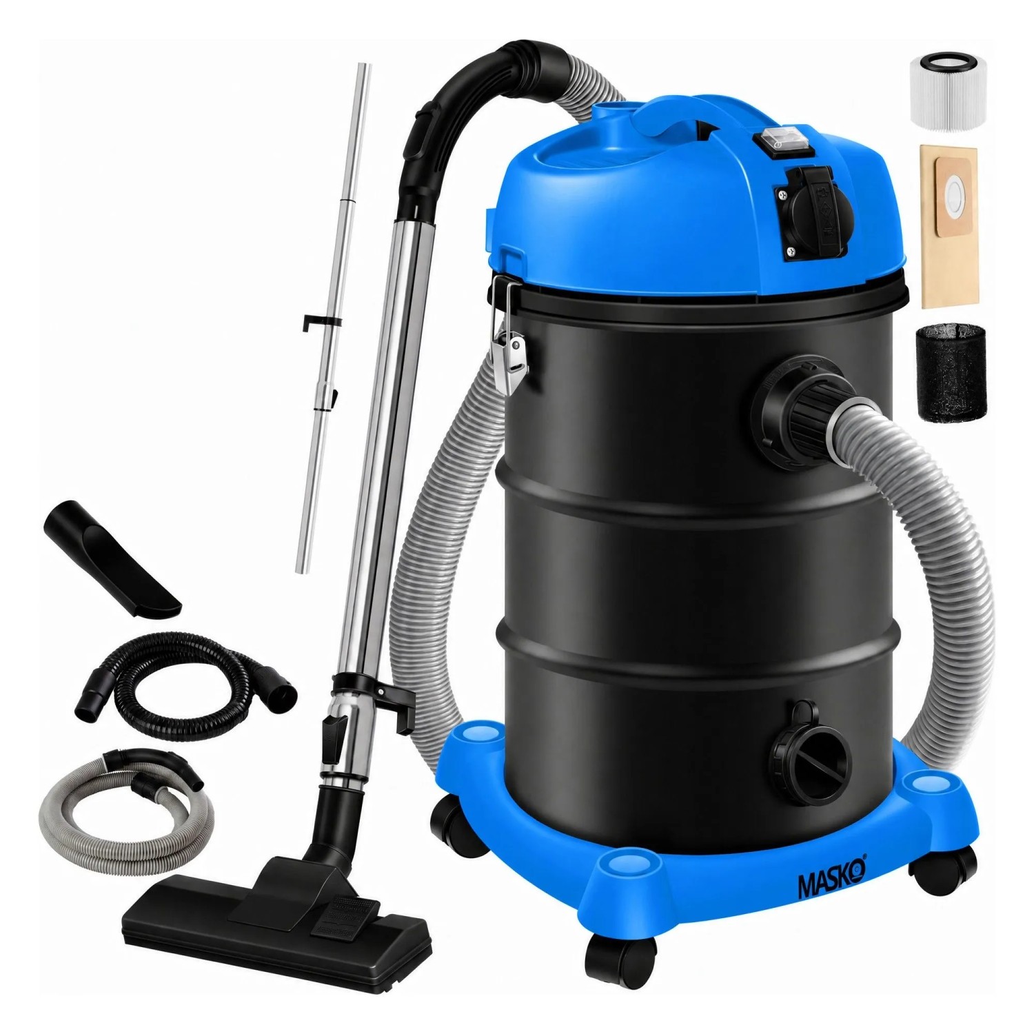 MASKO Industriestaubsauger 6in1 Nass und Trockensauger 2300 W Blau