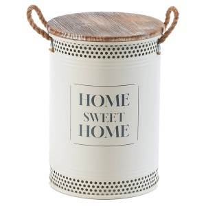 Kobolo Wäschekorb Korb HOME Gr M 34x47 cm Metall Holz mit Deckel Griffe