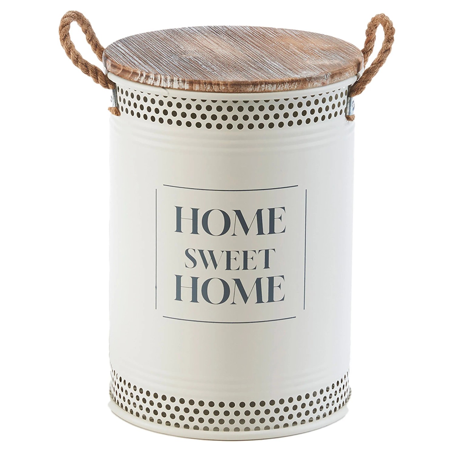 Kobolo Wäschekorb Korb HOME Gr M 34x47 cm Metall Holz mit Deckel Griffe