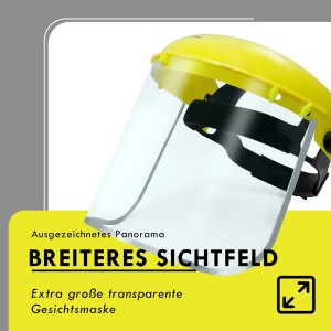 CCLIFE Gesichtsschutz mit Verstellbarem Kopfband Gesichtsschutzschild Schutzvisier mit Aluminiumverstärkten EN 166