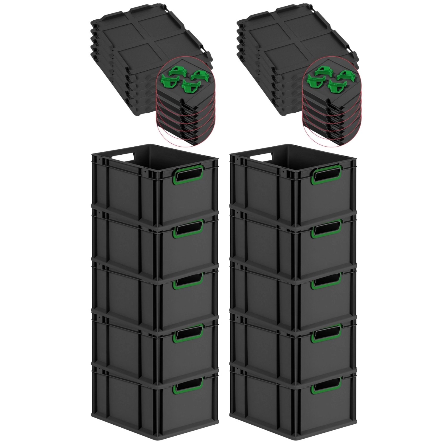 PROREGAL SparSet 10x Eurobox Nextgen Color Mit Auflagedeckel HxBxT 22x30x40 günstig online kaufen