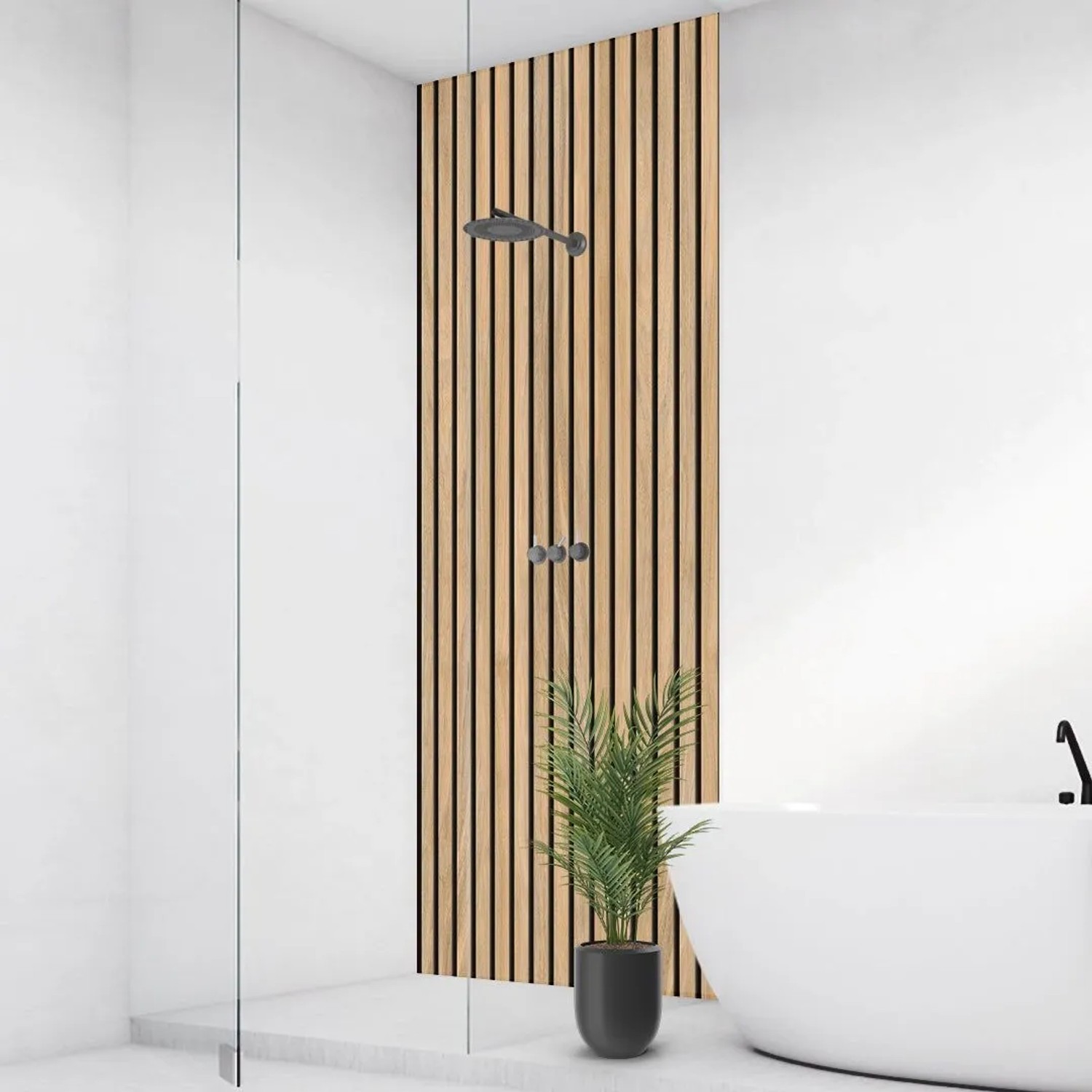 Walllux Duschrückwand Eiche Streifen Alu-Verbund 3 mm 100 x 210 cm_2