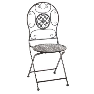 Kobolo Metallstuhl Gartenstuhl Vintage Stuhl aus Metall Grau H91 cm