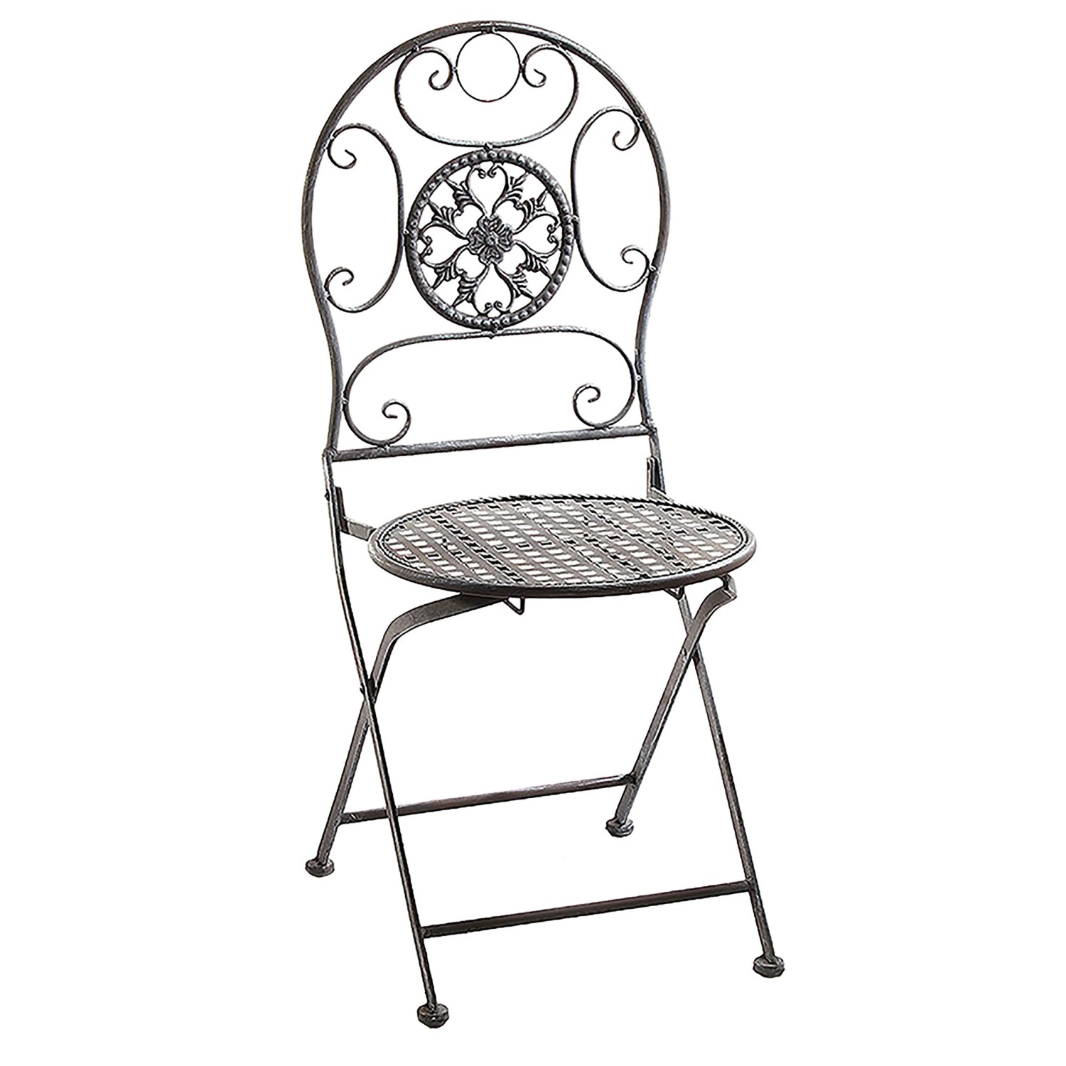 Kobolo Metallstuhl Gartenstuhl Vintage Stuhl aus Metall Grau H91 cm