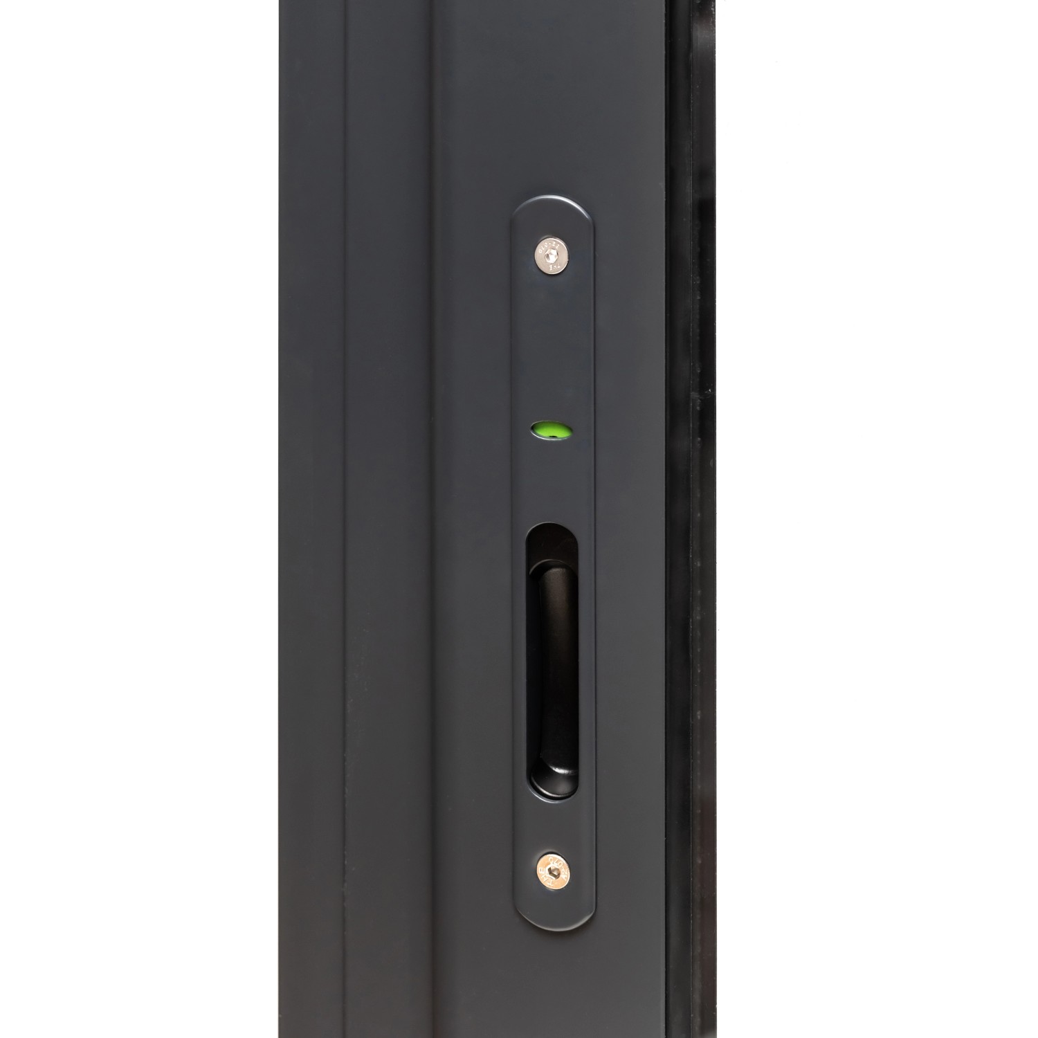 Detailaufnahme: Schloss und Griff der Schiebetür vom Palmako Gartenhaus Amanda.