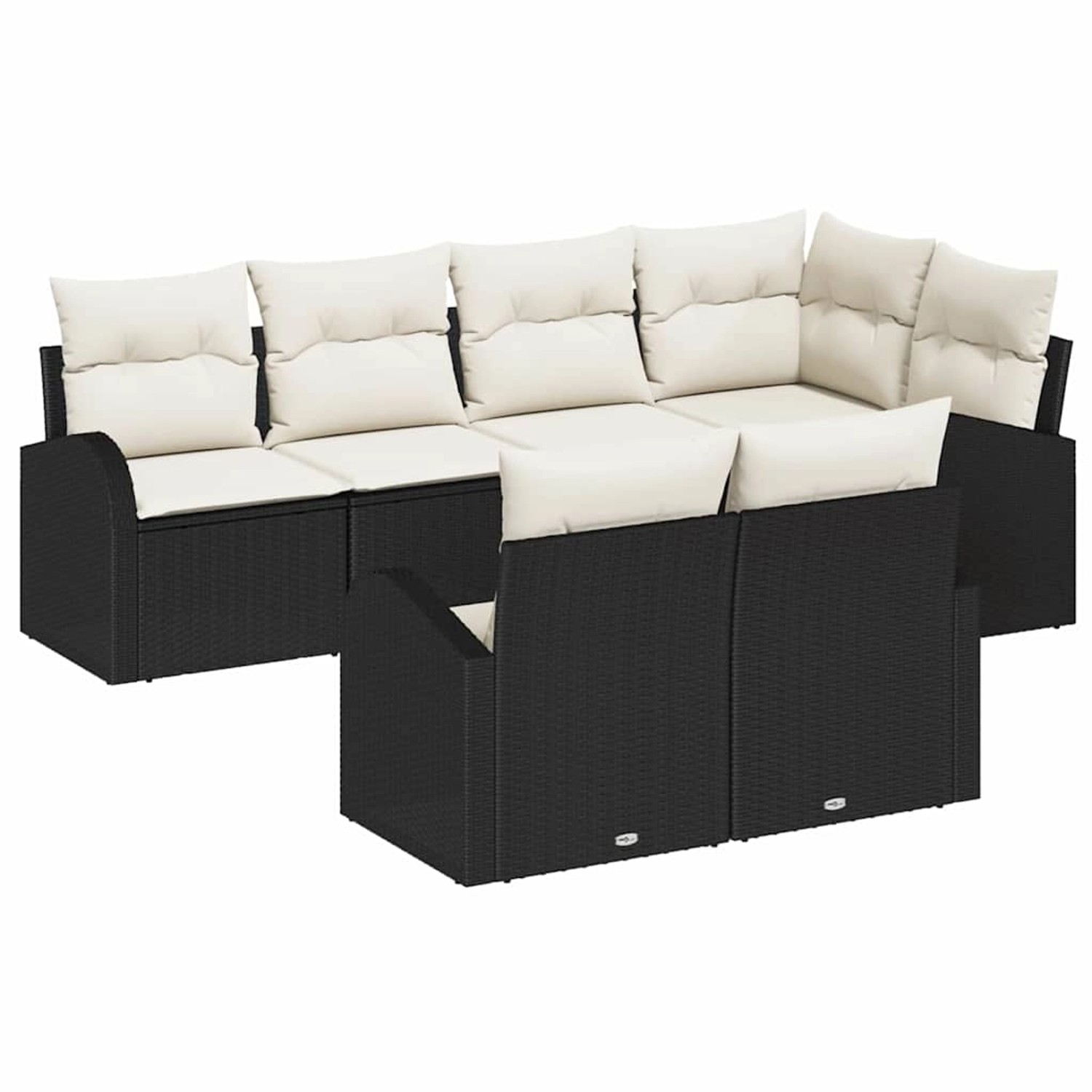 vidaXL Garten-Sofa-Set mit Kissen 7-Tlg Schwarz Poly Rattan 3346077 günstig online kaufen