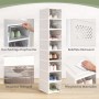 HOMCOM Schuhboxen aus Kunststoff, 8-teilig, weiß, für bis zu EU-Größe 43. Schuhkommode mit Drop-Front-Tür.