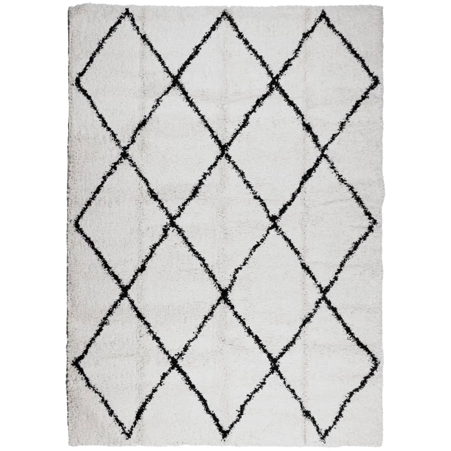 vidaXL Shaggyteppich Pamplona Hochflor Modern Creme Schwarz 200x280cm 19474 günstig online kaufen